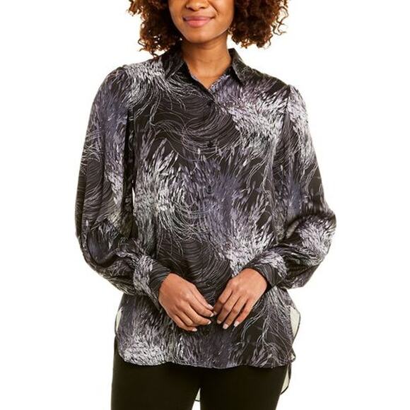 Equipment Tops - Equipment Women's Danton Black Satin Long Sleeve Button Up Career Shirt Size XL